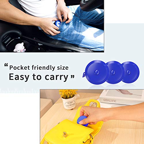 DiCUNO 3-Pack Soft Retractable Measuring Tape, 60-Inch 1.5 Meter, Blue | Measuring Tape for Pocket, Body Tailor Sewing Craft Cloth, Medical Nursing, Tape Measure - color: Blue*3pcs