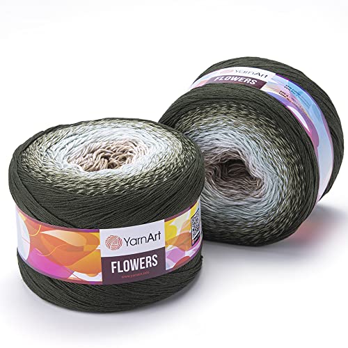Yarn Art YarnArt Flowers Yarn 55% Cotton 45% Acrylic 250gr 1094yds Multicolor Cotton Yarn Rainbow Crochet Yarn Spring Summer - 1 Fine Sport Skein (311) - color: 311