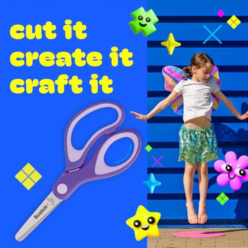 Scotch 5" Soft Touch Blunt Kid Scissors, Purple, 12 Count, Teacher's Pack | Ideal for school supplies and classroom projects - size: 12 count - pointed