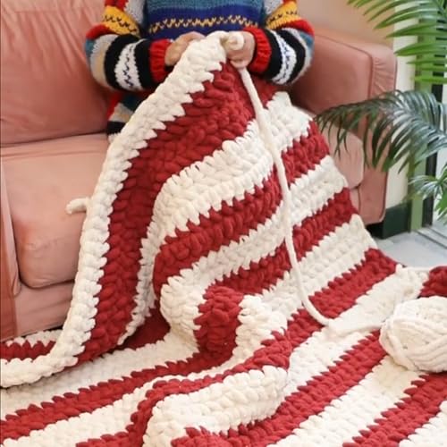 8 Pack Chunky Chenille Yarn for Crocheting,Super Bulky Large Soft Thick Fluffy Plush Fuzzy Yarn for Hand Knitting Blanket (White) - color: white