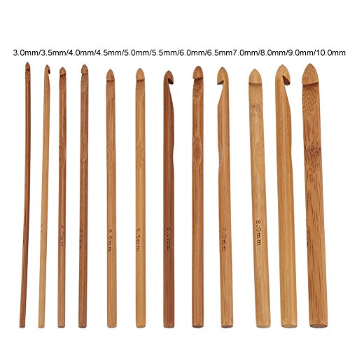 20pcs Bamboo Crochet Hooks Needles Knit Weave Craft Yarn DIY Sewing Tools Knitting Bamboo Crochet Hook Set with Case DIY Tools
