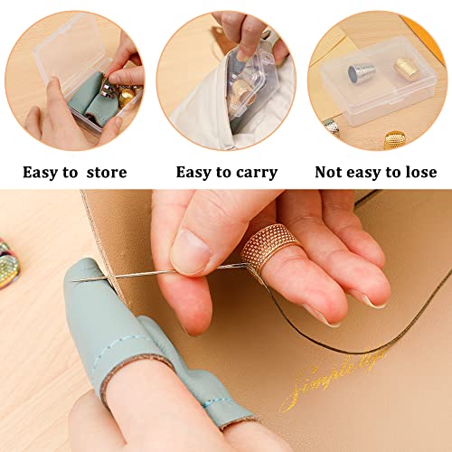 10 Pcs Sewing Thimbles for Hand Sewing, Leather Thimbles | with Metal Sewing Finger Protector, Thimbles for Hand Embroidery Thimble Ring for Hand Quilting DIY Craft Tools - size: 10pcs