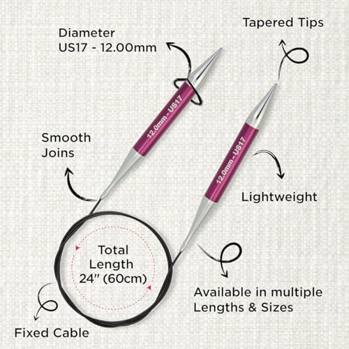 KnitPro Zing Fixed Circular Needles 40" (100cm) | US Size 17 (12mm) - size: US 17 (12mm)