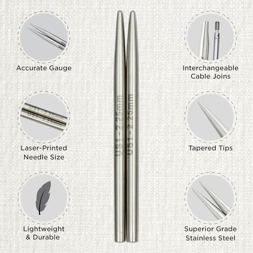 KnitPro Stelo Petite Interchangeable Needle Combo Set 2" (5cm) & 3" (7.5cm) | US 1 (2.25mm) - size: US Size 1 (2.25mm)