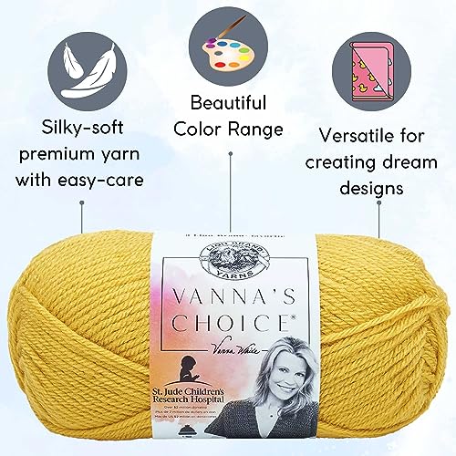 Lion Brand Yarn Vanna'S Choice 860-158 Mustard | 3 Skeins, Same Dye Lot, Project Bag, CYC #4 Worsted, 100% Acrylic, Ideal for Crochet, Knitting Blankets, Hats, Scarves - color: 860-158-Mustard