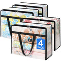 TasticTotes 4 Pack Clear Storage Bags for Comforter, Clothes & Bedding, 40L | Plastic Blanket Storage with Zipper & Handle, Foldable Moving Bags, Closet Organizer and Under-Bed Storage Containers - size: 40L