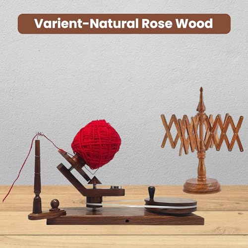 Galaxy Indiacraft Hand Operated Yarn Ball Winder | Swift, Yarn, Wool, and String Holder| Knitting & Crochet Accessories - color: BROWN-MULTI