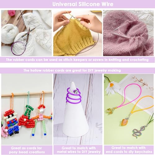 Knitting Barber Cords 54 Yards 2mm Light Purple Rubber Tube with 1mm Hole | Stitch Keeping Cords for Knitting Projects Hollow Pipe Rubber Tube Cord for Jewelry Making Bead Creations - color: Light Purple
