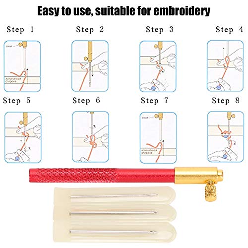 Embroidery Beading Crochet Set Ergonomic Non Slip Handle 3 Different Diameter Needles 1.2mm 1.0mm 0.7mm for DIY Craft Sewing Accessories Handmade Crafts Aluminum Alloy French - size: Aluminum alloy French embroidery needle