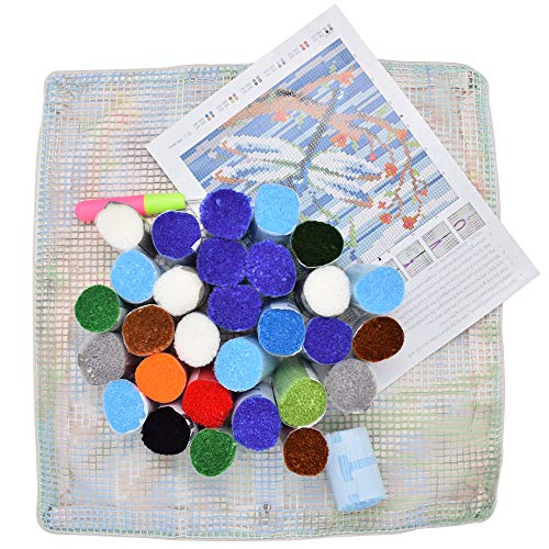 Ylkgogo Latch Hook Pillow Kits DIY Throw Pillow Cover Printed Canvas Needlework Crafts for Beginners and Adults 17" X 17"(Butterfly) - color: Butterfly