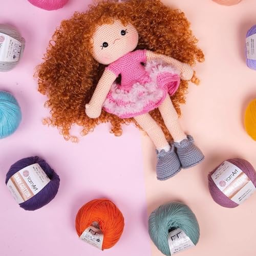 YarnArt Baby Cotton Yarn 4-Pack – Soft Knitting Yarn for Baby & Summer, 50% Cotton 50% Acrylic, 1.76 Oz Each, 180.44 Yds/Skein – Ideal for Amigurumi & Crochet Projects (427) - color: 427