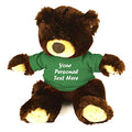 Plushland Chocolate Noah Teddy Bear 12 Inch, Stuffed Animal Personalized Gift - Custom Text on Shirt - Great Present for Mothers Day, Valentine Day, Graduation Day, Birthday (Kelly Green Shirt) - color: Kelly Green Shirt