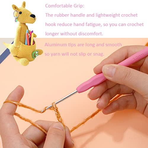SHWAKK Crochet Hook, 3.0 mm Ergonomic Crochet Hook for Arthritic Hands | Crochet Needles, Ergonomic Handle, Knitting Needles with Soft Handle Beginners and Experienced Crochet Hobbyists (3.0 mm) - size: 3.0mm