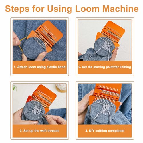 Jexine Mini Darning Mushroom for Socks 14 Hooks Small Speedweve Style Weaving Darning Loom with 9 Pcs Large Eye Needles 50 Colors Thread for Handcraft DIY Weaving Repair Tool(Bright Color) - color: Bright Color, size: 14 Hooks, style: Mushroom