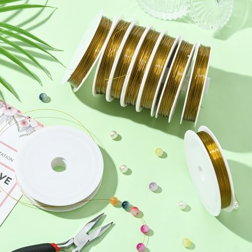 About 164.04 Feet Tiger Tail Wire, 0.45mm Goldenrod Nylon-Coated Stainless Steel Round Metal Wire for Sculpting Doll Making Modelling Floral Wreath Wrapping and Holiday Craft Supplies