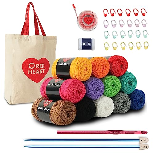 Red Heart Stitchers Kit with Bag and Accessories, Yarn for Crocheting - size: Medium