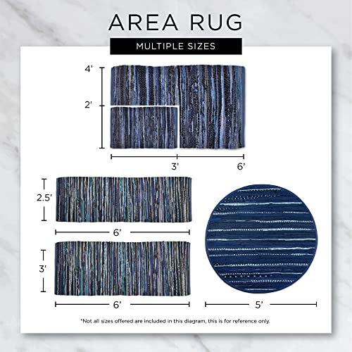 DII Woven Rag Rug Collection Recycled Yarn Variegated Rustic Stripe, 2x3', Hunter Green - color: Hunter Green
