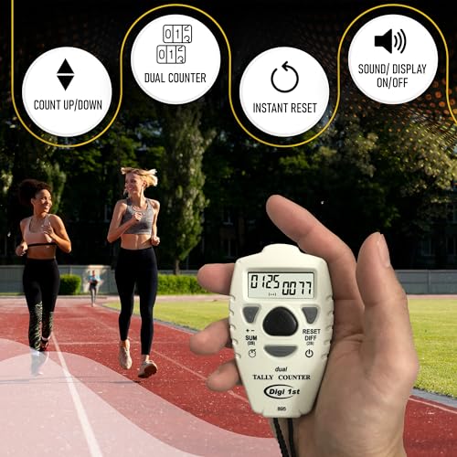 TC-895 Digital Dual Tally Counter, Electronic Up Down Clicker Counter, Add/Subtract People Counter, Handheld Pitch Counter for Golf, Lap & Sports Games - size: 3-1/2 (Pack of 2)