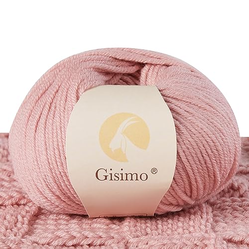 100% Merino Wool Yarn, 6-Ply Luxurious and Soft Yarn for Hand Knitting & Crocheting, 1.76 OZ/50g, 127 yds/116 Meters (Light Pink, 1 Ball) - color: Light pink, size: 1 ball