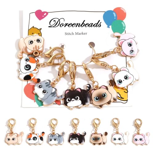 DoreenBeads Stitch Markers for Crocheting and Knitting | Alloy Enamel Crochet Marker Crochet Gifts for Knitting Weaving Sewing Accessories Quilting Jewelry Making - color: Walking Cats