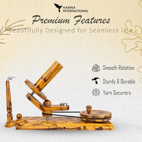 Yarn Winder – Large Capacity 16 oz Solid Wooden Yarn Winder for Knitting & Crocheting, Handcrafted Heavy-Duty Natural Wood Ball Winder, Smooth Tabletop Yarn Cake Maker Tool