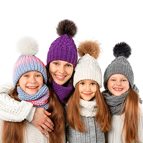 Tatuo 16 Pcs Faux Fur Pom Poms for Hat 4 Inches Large Fluffy Pom Balls for Craft Knitting Beanie Shoe Scarf Bag Pompom Valentine Keychain Charm Winter DIY Accessory (Black,Gray,Brown,White,Natural) - color: Black, Gray, Brown, White, Natural