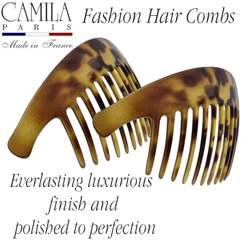 Camila Paris CP2877/2 French Hair Side Combs, Tokyo, Interlocking Combs French Twist Hair Combs, Strong Hold Hair Clips for Women Bun Chignon Up-Do, Styling Girls Hair Accessories, Made in France - color: Tokyo