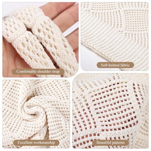 WantGor Crochet Bags, Beach Mesh Tote Bag Womens Shoulder Shopping Handbag | Casual Travel Totes Bag Foldable Hobo Bags - color: Beige Apricot