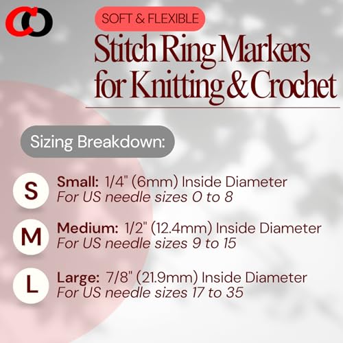 (100 Pack) Soft Stitch Ring Markers for Knitting and Crochet - Flexible, Snag-Free Rubber Stitch Markers (Small Size for Needle Sizes 0-8, Red & Blue) - size: Small (Needle 0-8), Red & Blue