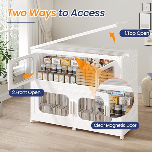 250Gal Extra Large Stackable Storage Bins with Wheels & Lid & Doors, 200QT/50GAL 5-Tiers Collapsible Plastic Drawers Containers Closet Organizers Boxes for Home Kitchen Bedroom, White - color: White, size: 50Gal-5Pack