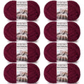 Chunky Yarn for Hand Knitting, #10 Chunky Blanket Chenille Yarn, Large Bulky Thick Jumbo Yarn, Super Chunky Knit Yarn for Crocheting, 8 Skein (8 oz 22 yds Each Skein), Burgundy - color: Burgundy