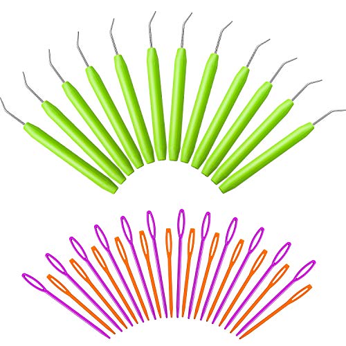 36 Pieces Loom Knit Hook Set Crochet Knitting Loom Hooks with Plastic Needles Large Eye Sewing Tool for Knifty Knitting Knitter Crafts