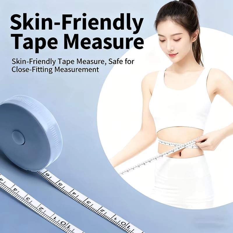 1-Pack 2M Soft Tape Measure, Dual-Scale Flexible Ruler for Body Sewing & Tailoring, Retractable Cloth Measuring Tape for Body Metrics & Craft Projects (Blue)