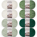 Chunky Yarn for Hand Knitting, #10 Chunky Blanket Chenille Yarn, Large Bulky Thick Jumbo Yarn, Super Chunky Knit Yarn for Crocheting, 8 Skein (8 oz 22 yds Each Skein), White & Multi Green - color: Cream & Sage & Smoky Green & Forest Green