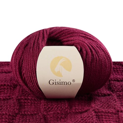 100% Merino Wool Yarn, 6-Ply Luxurious and Soft Yarn for Hand Knitting & Crocheting, 1.76 OZ/50g, 127 yds/116 Meters(Deep Red, 1 Ball) - color: Deep Red, size: 1 ball