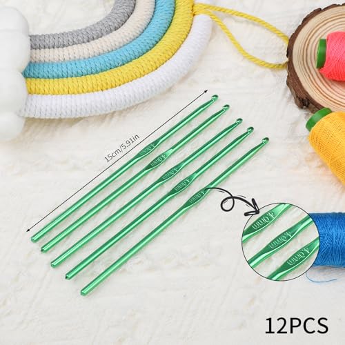 12PCS 4mm Crochet Hooks, US Size G/6 Small Crochet Hooks, Aluminum Crochet Needles for DIY Yarn Craft, Knitting Needles for Beginners Women Adults - color: 4mm