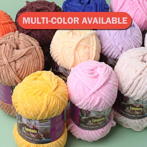 Baby Blanket Yarn for Crocheting Soft, #6 Red Super Bulky Chenille Yarn | 1 Pack of 87 Yds, 3.5 Oz Plush Chunky Yarn for Crocheting, Thick Fluffy Velvet Yarn for Crochet Knitting Blankets, Amigurumi - color: Red