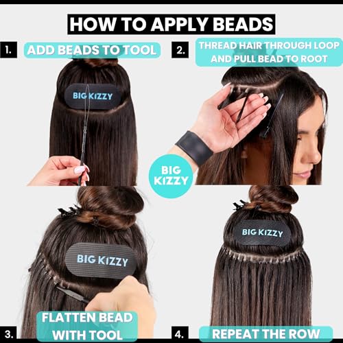 Big Kizzy Silicone Lined Microlink Beads 1000pcs 5.0mm (Light Blonde) | for Invisible Application of Weft Hair Extensions - color: Light Blonde, size: 1000 beads
