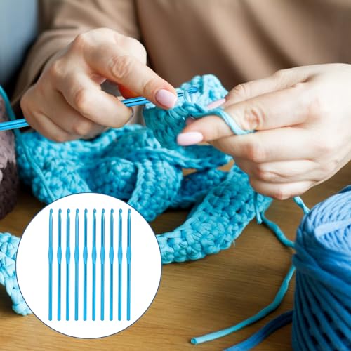 10Pcs 5mm Crochet Hook, Aluminum Knitting Needles Craft Yarn, Crochet Hook for DIY Craft, Gold Crochet Needles for Knitting Scarf(Blue) - color: 5MM Blue