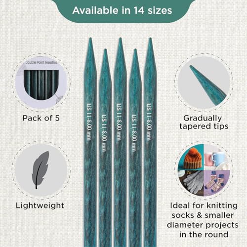 KnitPro Dreamz Double Pointed Needles 8" (20cm) | US Size 11 (8mm) - size: US 11 (8mm)