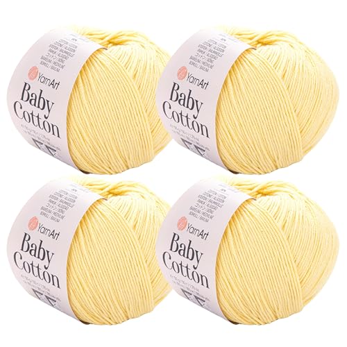 YarnArt Baby Cotton Yarn 4-Pack – Soft Knitting Yarn for Baby & Summer, 50% Cotton 50% Acrylic, 1.76 Oz Each, 180.44 Yds/Skein – Ideal for Amigurumi & Crochet Projects (431) - color: 431