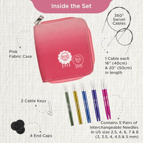 KnitPro Zing Starter Interchangeable Needle Set 4" (10cm) | 5 US Sizes (2.5 to 8) - size: Starter