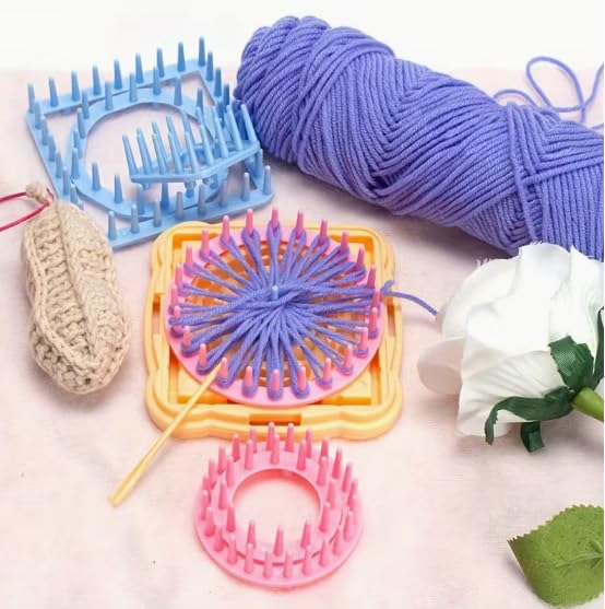Flower Knitting Looms Kit, Frame Looms, DIY Yarn Flower Maker Weaver Tool Set, Gift for Beginners and Experts (Pink, Blue, Orange) - color: Pink, blue, orange