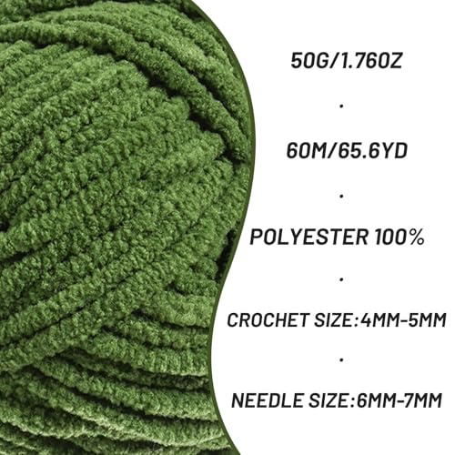 2 Pack Fluffy Velvet Yarn for Crocheting，Baby Blanket Yarn for Crocheting Soft，100g(131yds) Amigurumi Yarns，Plush Chenille Crochet Yarns，Puzzle Yarn for Crochet Weaving Craft(2 Pine Green) - color: 2 Pine Green