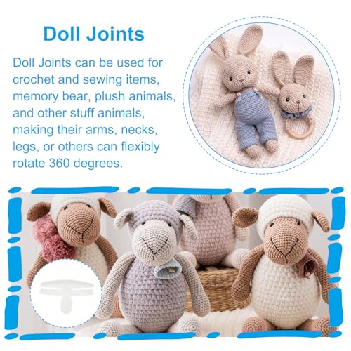 PATIKIL 15mm Doll Joints, 20 Set Plastic Removable Animal Joints Connector Engage Bolt for Bear Limbs Making Head Joints DIY Crafts Accessories, White - size: 15mm