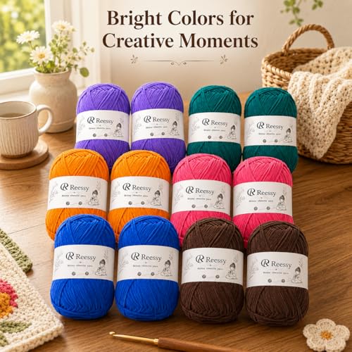 Skinny Chenille Yarn for Crocheting – 12 Pack Soft Matte Fine Chenille, 50g/158yd Each (1896yd Total), CYC #2 Baby Blanket Yarn for Plush Toys, Blankets & Large Projects(Bold Mix) - color: Bold Mix