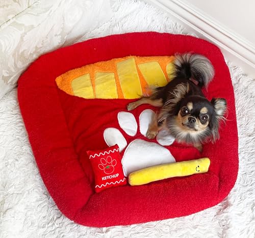 TONBO Soft Plush Small Cute and Cozy Nature Dog Cat Bed, Washer and Dryer Friendly (French Fries) - color: French Fries