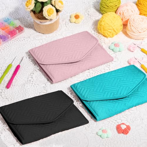 Crochet Hook Case - Foldable Organizer - Knitting & Crochet Supplies Holder - color: Black, size: 7 Inches
