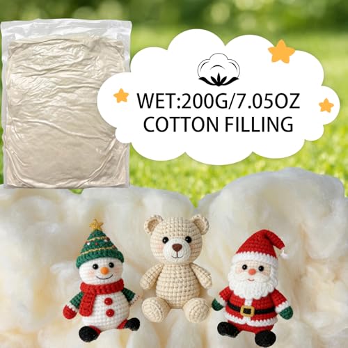 Cotton Stuffing 200g/7.05oz Natural Yellow Soybean Fiber Craft Filler | Premium Amigurumi Stuffing, Ideal for Teddy Bears, Crochet Projects & DIY Handcraft Gifts - color: 200g Cotton Stuffing Natural Yellow