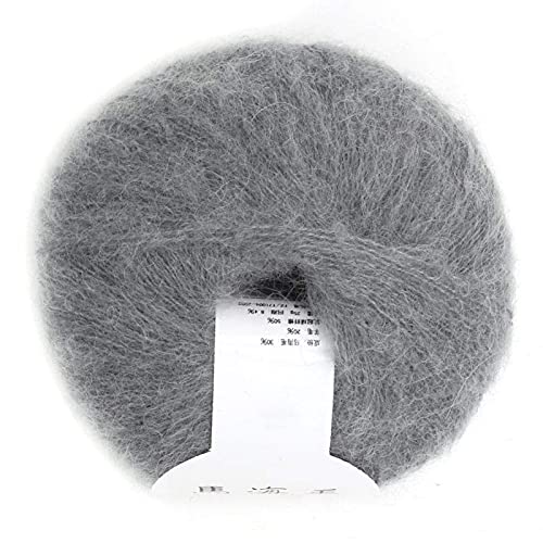 Mohair Knit Soft Angora Long Wool Yarn Hot with a Crochet Popular for DIY Weave(Light Grey)